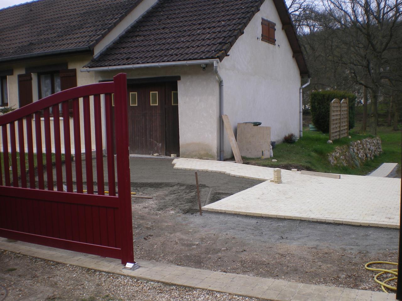 Pose de pavés sur chape ciment